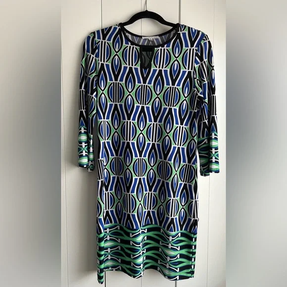 Studio One | Dresses | Key Hole Geometric Pattern Dress Green Blue 6 | Poshmark Studio One | Dresses | Key Hole Geometric Pattern Dress Green Blue 6 | Poshmark
